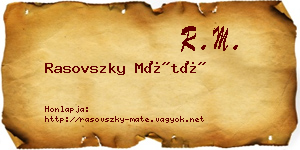 Rasovszky Máté névjegykártya